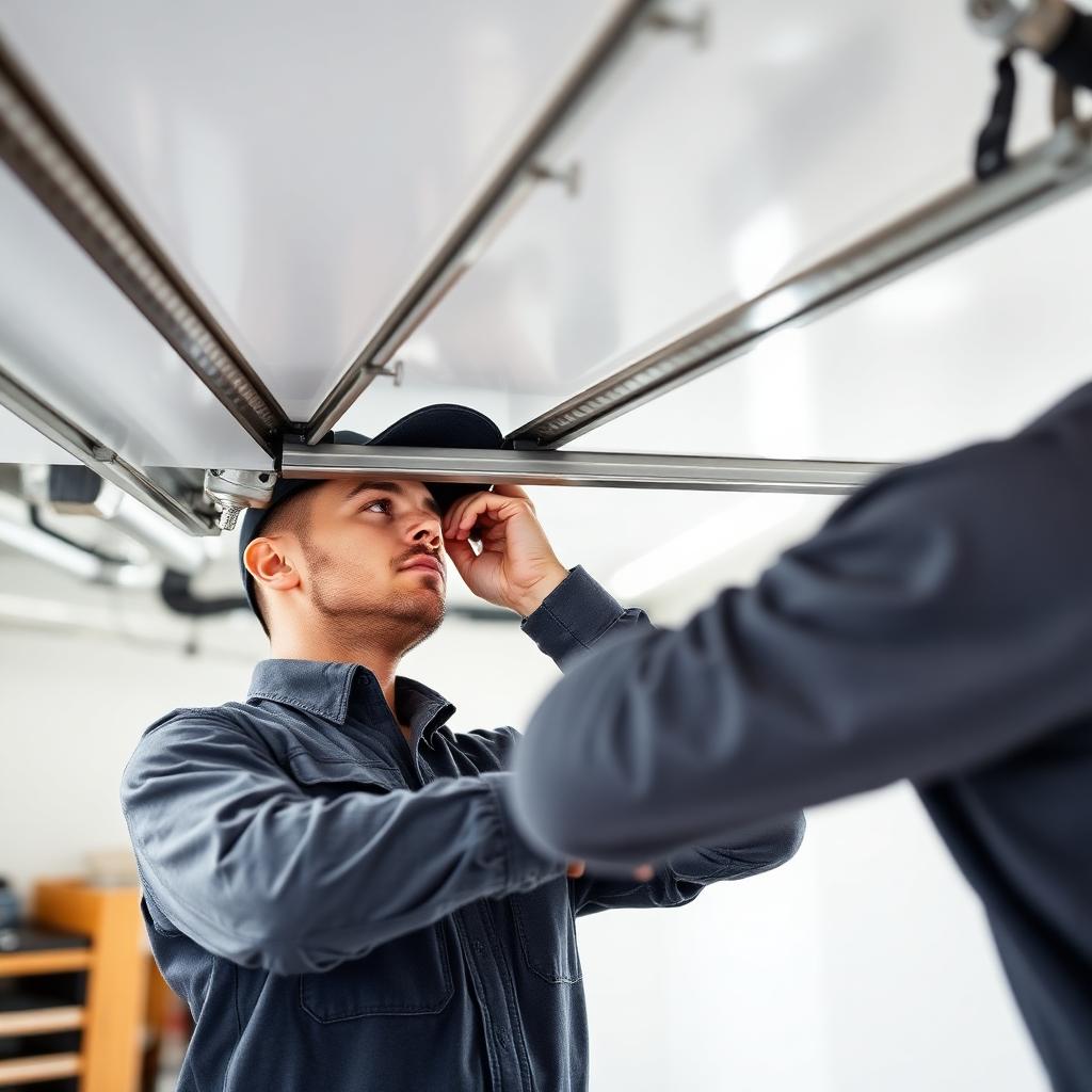 Garage door technician from Garage Door Lyons adjusting track alignment